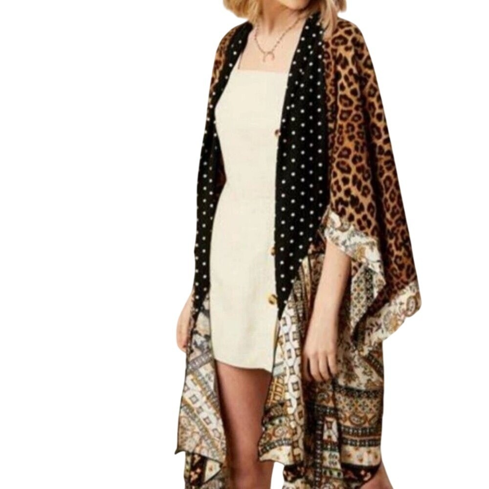 Alter'd State Leopard Patchwork Kimono S/M - Picture 2 of 6